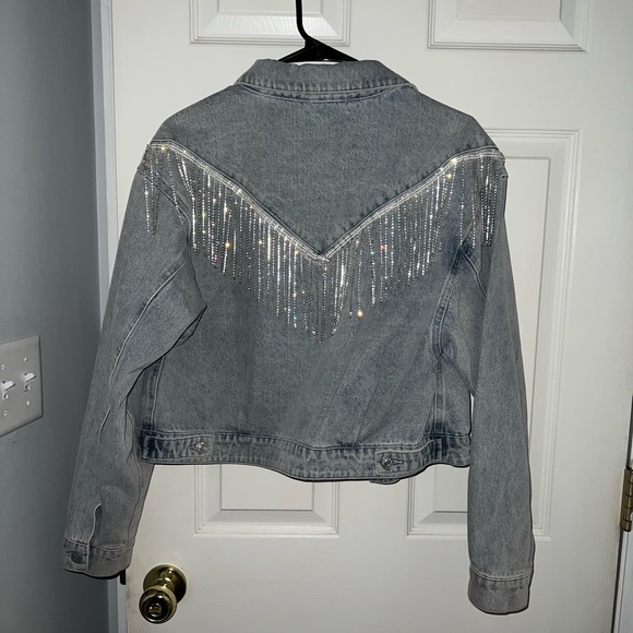 Windsor Rhinstone Fringe Denim Jacket - Picture 3 of 3